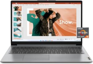 Lenovo IdeaPad 1 Laptop, 15.6” FHD Display, AMD Ryzen 5 5500U, 8GB RAM, 512GB SSD, Windows 11 Home, 720p Camera w/Privacy Shutter, Smart Noise Cancelling, Cloud Grey - Image 3