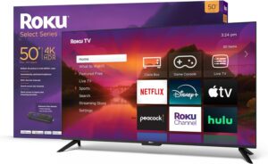 Roku Smart TV – 50-Inch Select Series 4K HDR RokuTV Enhanced Voice Remote, Brilliant 4K Picture, Automatic Brightness, & Seamless Streaming – Live Local News, Sports, Family Entertainment